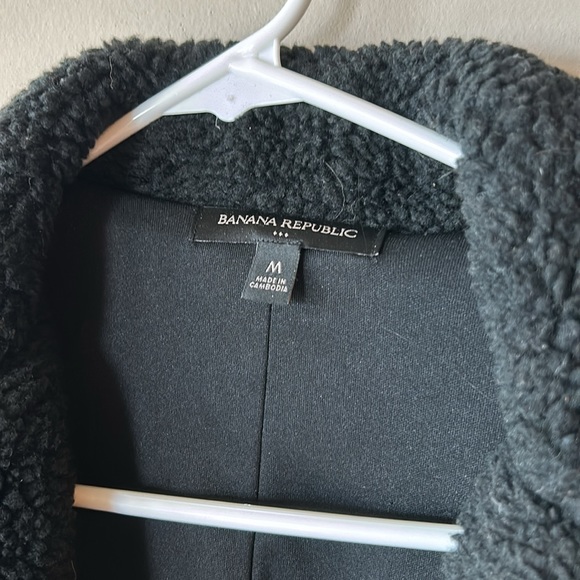 BANANA REPUBLIC black teddy bomber jacket - Picture 2 of 5